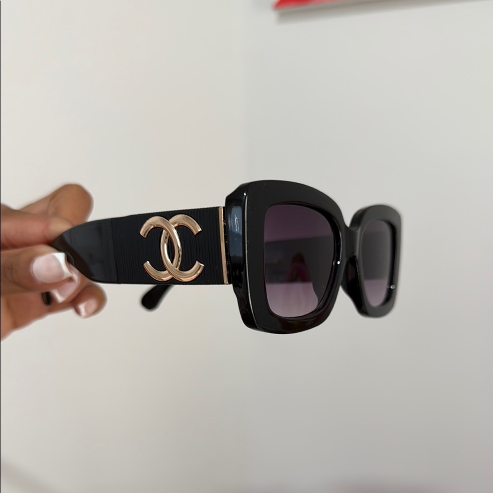 Chanel Oversized Sunglasses with Gold Logo